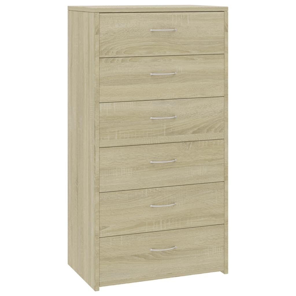 vidaXL Sideboard with 6 Drawers Sonoma Oak 19.7"x13.4"x37.8" Engineered Wood
