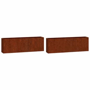 vidaXL Wall Planters 2 pcs Rusty Corten Steel 20.9"x3.9"x6.7"