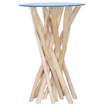 vidaXL Coffee Table with Glass Top 35x35x50 cm Solid Teak Wood