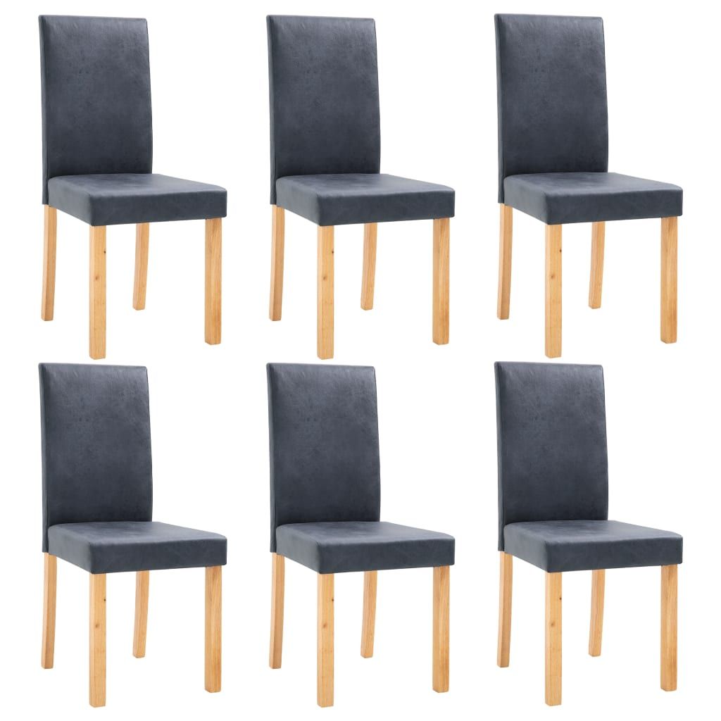 vidaXL Dining Chairs 6 pcs Gray Faux Leather