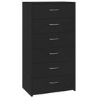 vidaXL Sideboard with 6 Drawers Black 19.7"x13.4"x37.8" Engineered Wood