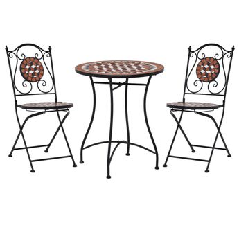 vidaXL 3 Piece Mosaic Bistro Set Ceramic Tile Terracotta