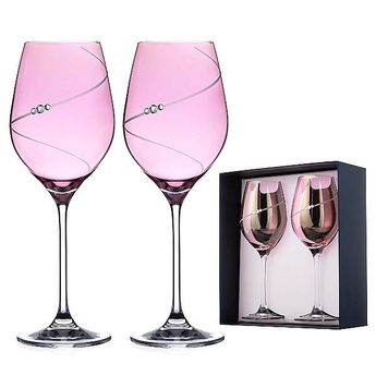 Diamante Silhouette Pink sklenice na víno 360 ml 2 ks