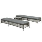 vidaXL Sunloungers 2 pcs with Table Poly Rattan Grey