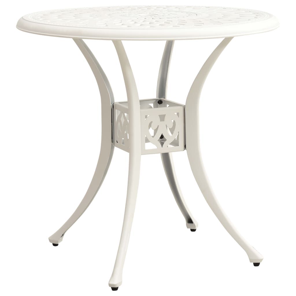 vidaXL Patio Table White 30.7"x30.7"x28.3" Cast Aluminum