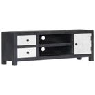 vidaXL Hand Carved TV Cabinet Grey&White 120x30x40 cm Solid Wood Mango