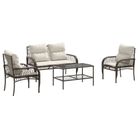 vidaXL 4 Piece Patio Sofa Set with Cushions Brown Poly Rattan