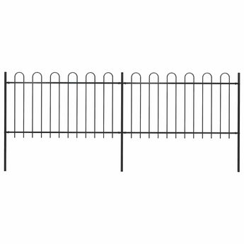 vidaXL Garden Fence with Hoop Top Steel 359x100 cm Black