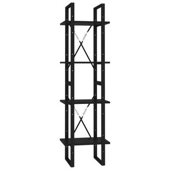 vidaXL 4-Tier Book Cabinet Black 15.7"x11.8"x55.1" Engineered Wood