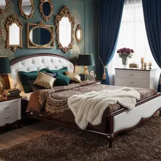 Design bedroom in white and brown