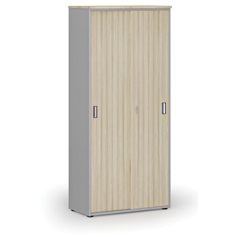 Skříň se zasouvacími dveřmi PRIMO GRAY, 800 x 420 x 1781 mm, šedá/dub přírodní