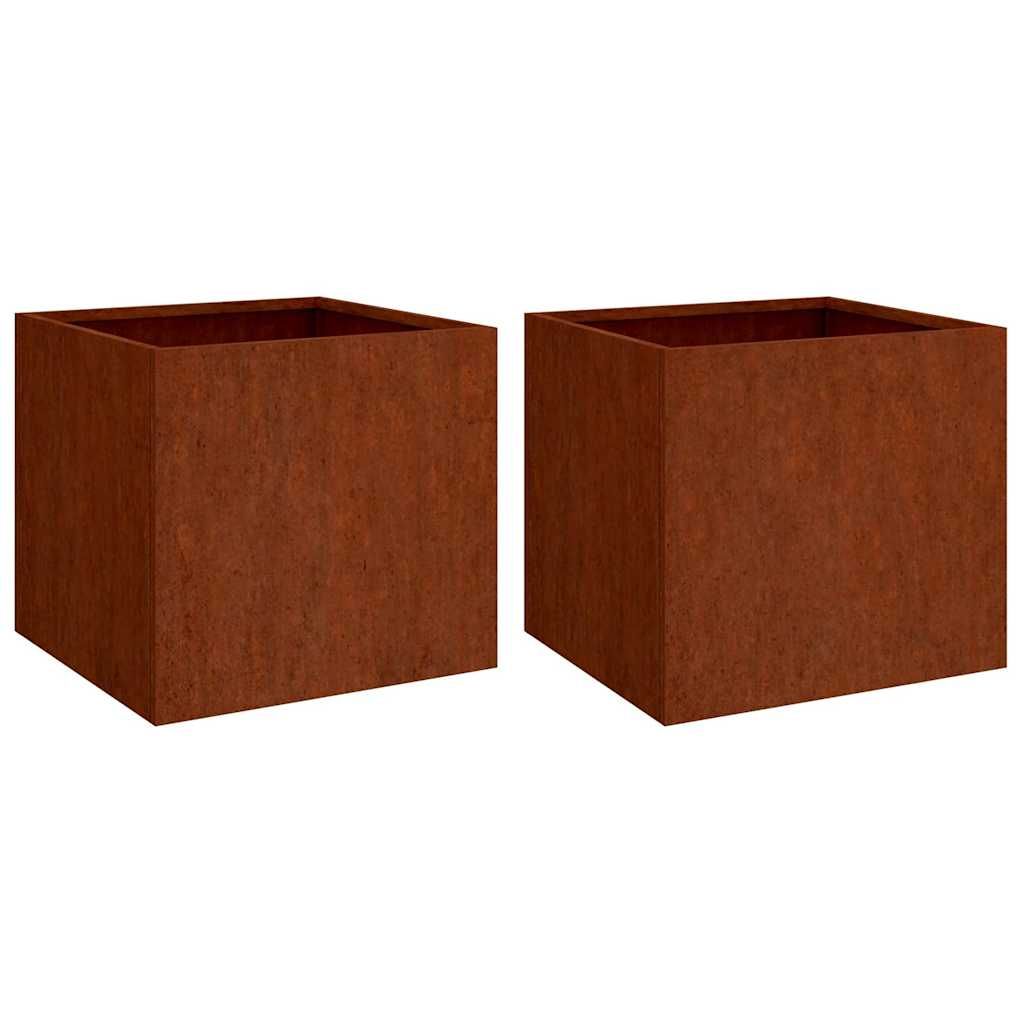 vidaXL Planters 2 pcs 16.5"x15.7"x15.4" Corten Steel
