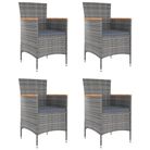 vidaXL Garden Dining Chairs 4 pcs Poly Rattan Grey