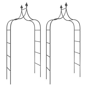 vidaXL Garden Arches 2 pcs Black 47.2"x15"x102.4" Steel
