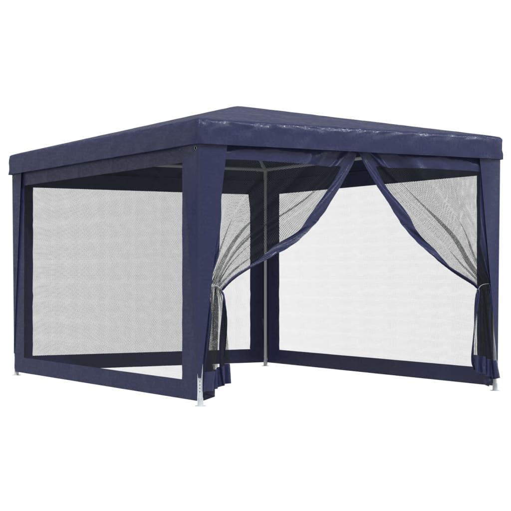 vidaXL Party Tent with 4 Mesh Sidewalls Blue 9.8'x13.1' HDPE