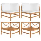 vidaXL Corner Sofas 2 pcs with Cream Cushions Solid Teak Wood