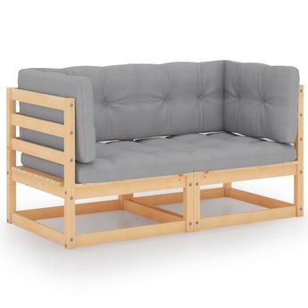vidaXL 2-Seater Garden Sofa with Cushions Solid Pinewood