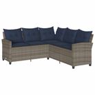 vidaXL L-shaped Couch Sofa with Cushions Grey Poly Rattan