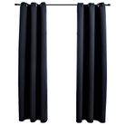 vidaXL Blackout Curtains with Rings 2 pcs Black 37"x63" Fabric