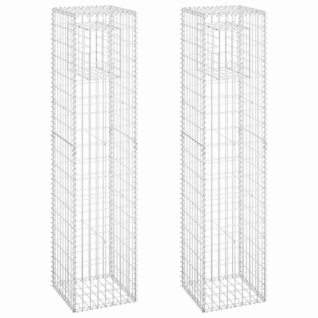 vidaXL Gabion Basket Posts 2 pcs 15.7"x15.7"x70.9" Iron