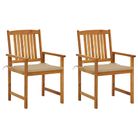 vidaXL Patio Chairs with Cushions 2 pcs Solid Acacia Wood