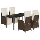 vidaXL 5 Piece Garden Dining Set with Cushions Brown Poly Rattan