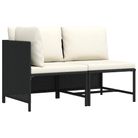 vidaXL 2 Piece Patio Sofa Set with Cushions Black Poly Rattan