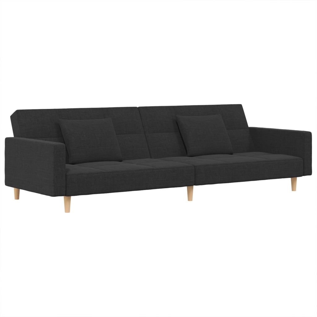 vidaXL 2-Seater Sofa Bed with Two Pillows Dark Gray Fabric