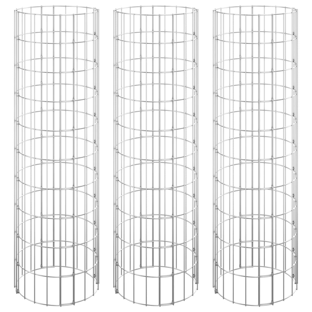 vidaXL Circular Gabion Raised Beds 3 pcs Galvanized Steel Ã11.8"x39.4"