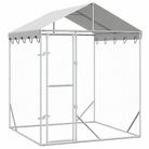 vidaXL Outdoor Dog Kennel with Roof Silver 2x2x2.5 m Galvanised Steel
