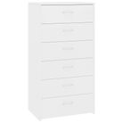 vidaXL Sideboard with 6 Drawers White 19.7"x13.4"x37.8" Engineered Wood
