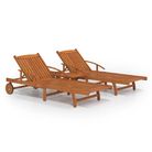 vidaXL 2 Piece Sunlounger Set with Table Solid Wood Acacia