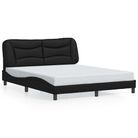 vidaXL Bed Frame without Mattress "Hvar" Black 59.8"x79.9" Faux Leather