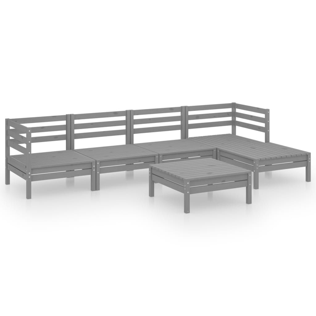 vidaXL 6 Piece Garden Lounge Set Solid Pinewood Grey