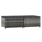 vidaXL Garden Footrests with Cushions 2 pcs Grey Poly Rattan
