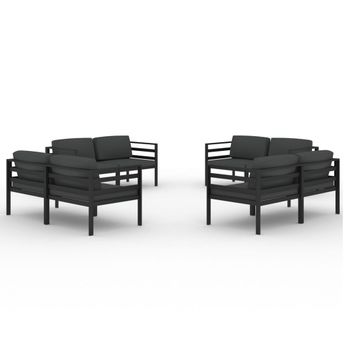 vidaXL 8 Piece Garden Lounge Set with Cushions Aluminium Anthracite