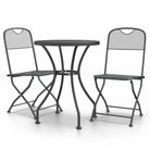 vidaXL 3 Piece Patio Dining Set Expanded Metal Mesh Anthracite