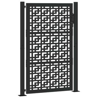 vidaXL Garden Gate Black 100x150 cm Steel Cross  Design