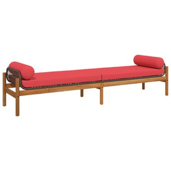 vidaXL Patio Bench with Cushion Brown Poly Rattan Acacia