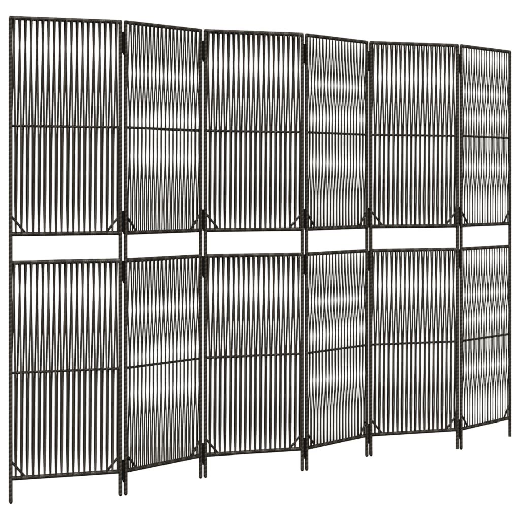 vidaXL Room Divider 6 Panels Gray Poly Rattan