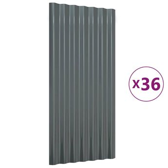 vidaXL Roof Panels 36 pcs Galvanized Steel Anthracite 31.5"x14.2"