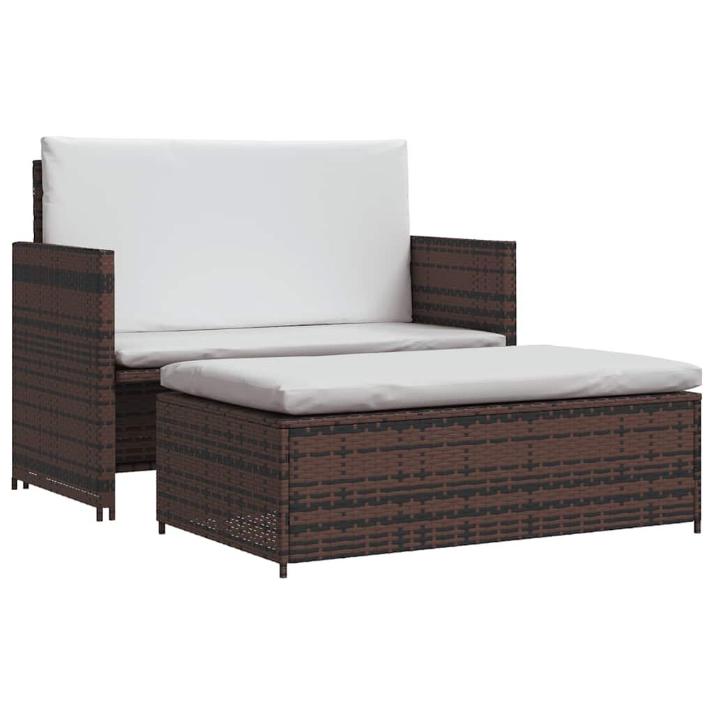 vidaXL Patio Sofa Poly Rattan Brown