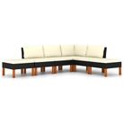 vidaXL 6 Piece Garden Lounge Set with Cushions Poly Rattan Black