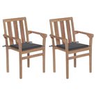 vidaXL Garden Chairs 2 pcs with Anthracite Cushions Solid Teak Wood