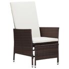 vidaXL Reclining Garden Chair with Cushions Poly Rattan Brown