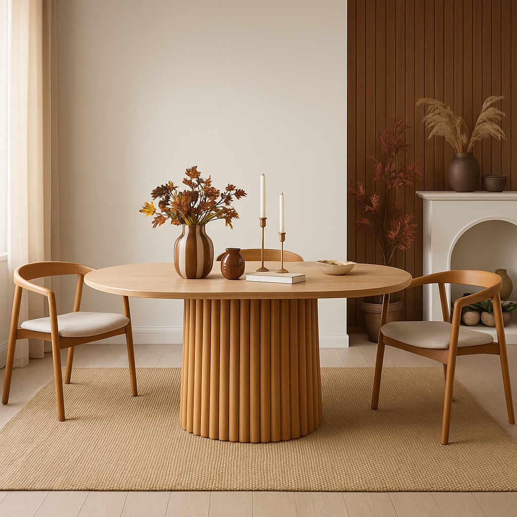 Modern dining room in brown tones