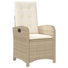 vidaXL Reclining Garden Chair with Cushions Beige Poly Rattan