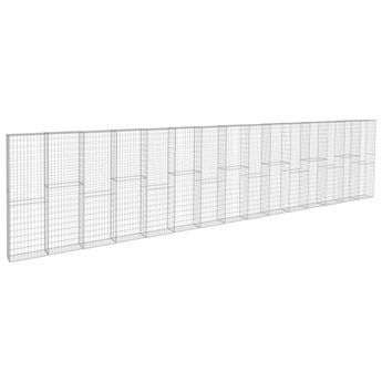vidaXL Gabion Wall with Covers Galvanized Steel 354.3"x19.7"x78.7"
