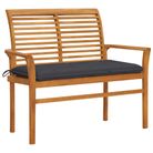vidaXL Patio Bench with Anthracite Cushion 44.1" Solid Teak Wood