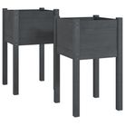vidaXL Garden Planters 2 pcs Gray 15.7"x15.7"x27.6" Solid Wood Pine